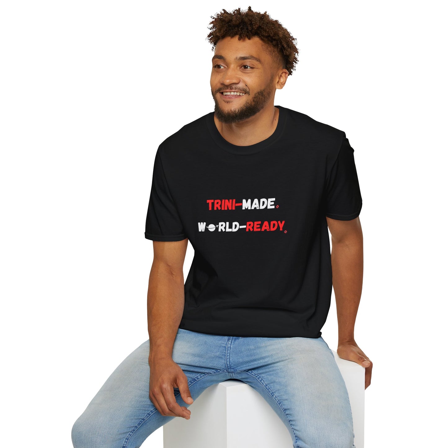 Trini-Made World-Ready Unisex Softstyle T-Shirt | Casual Wear, Travel Tee, Caribbean Pride, Gift for Friends & Family, Everyday Comfort